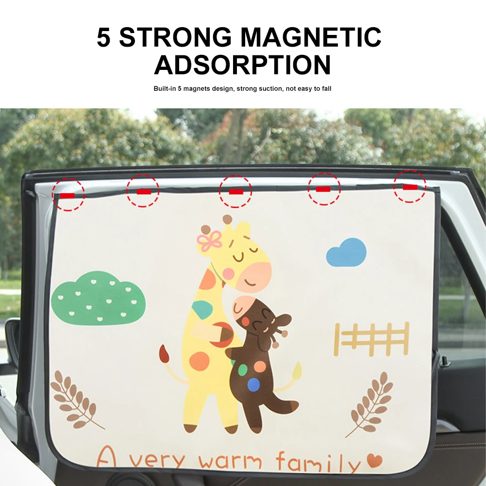 Universal Car Sun Shade Cover Magnetic UV Protection Curtain Side Window Sunshade Cover For Baby Kids Cute Cartoon Shade Tools