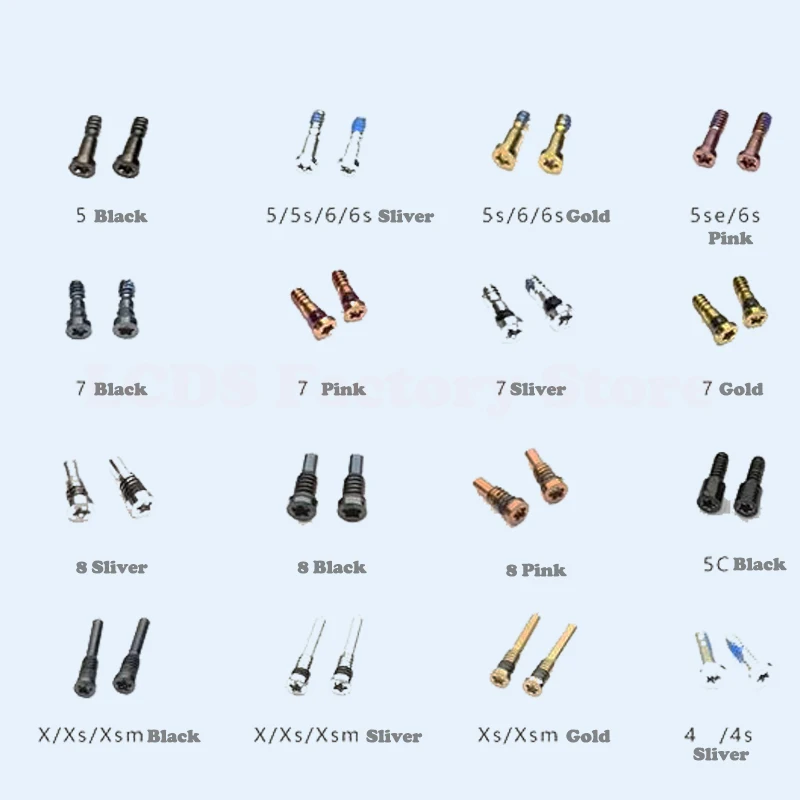 4pcs/lot Back Cover Screw For iPhone 5 5S 6 6S 7 8 Plus X Bottom Dock Connector Five Star Pentalobe Screws