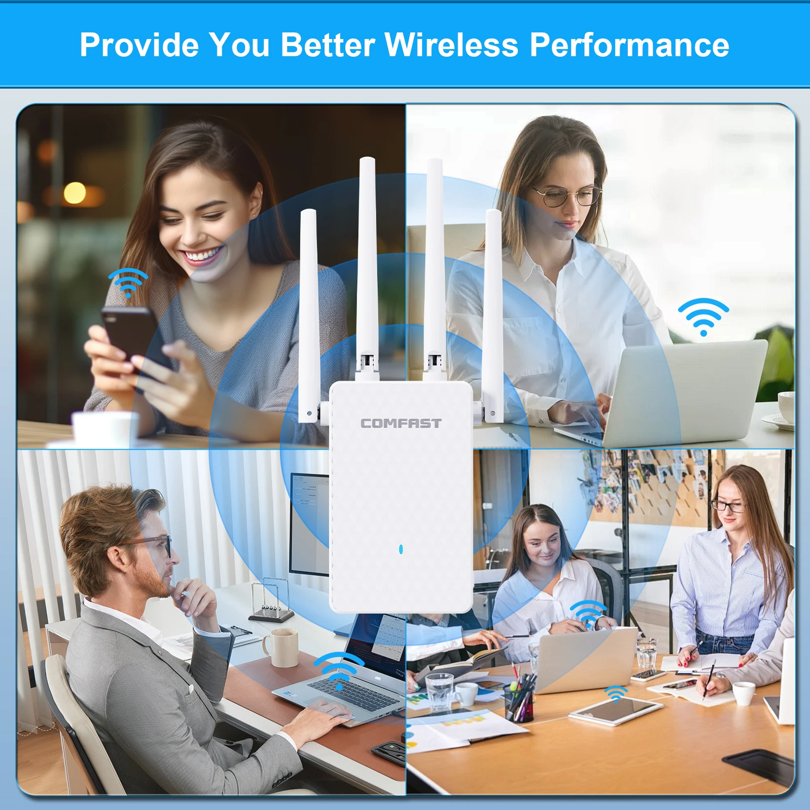 COMFAST 1200Mbps WiFi Repeater Smart Router Wifi Amplifier Dual Band 2.4G&5G Wireless Extender Signal Wi-Fi Long Range Amplifier