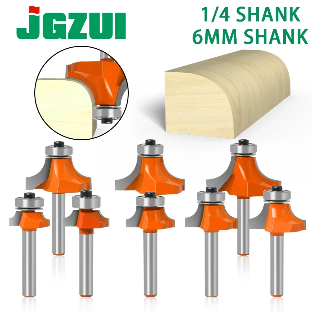 1/4&6mm Shank Corner Round Over Router Bit with Bearing Milling Cutter for Wood Woodwork Tungsten Carbide