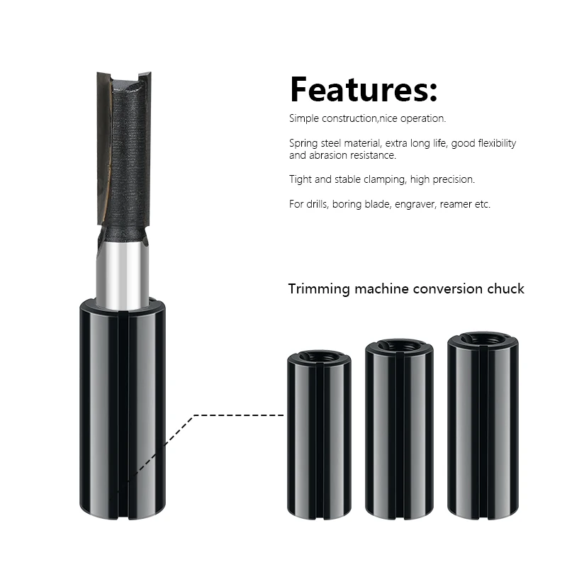 XCAN Router Bit Adapter Collet 6 6.35 8 10 12 12.7mm Precision Chuck for Milling Cutter End Mill Adapter CNC Machine Tool Holder