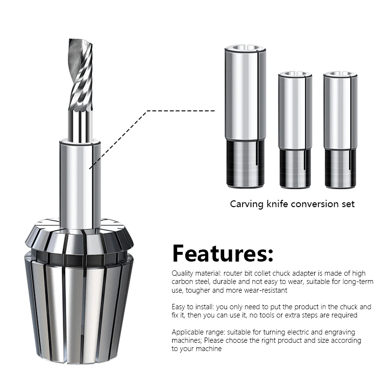 XCAN Router Bit Adapter Collet 6 6.35 8 10 12 12.7mm Precision Chuck for Milling Cutter End Mill Adapter CNC Machine Tool Holder