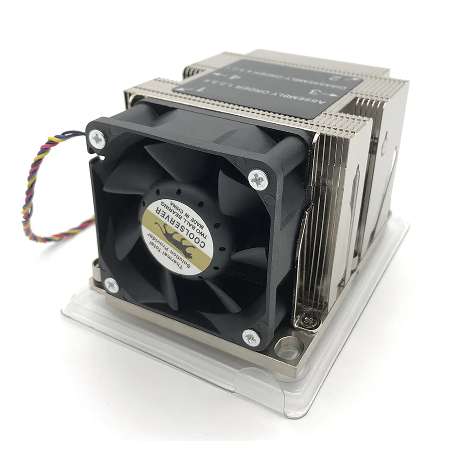 COOLSERVER 2U R82 CPU Server Workstation Cooler 3 Heatpipe Active Cooling for Intel LGA3647 Rectangular Motherboard All Copper