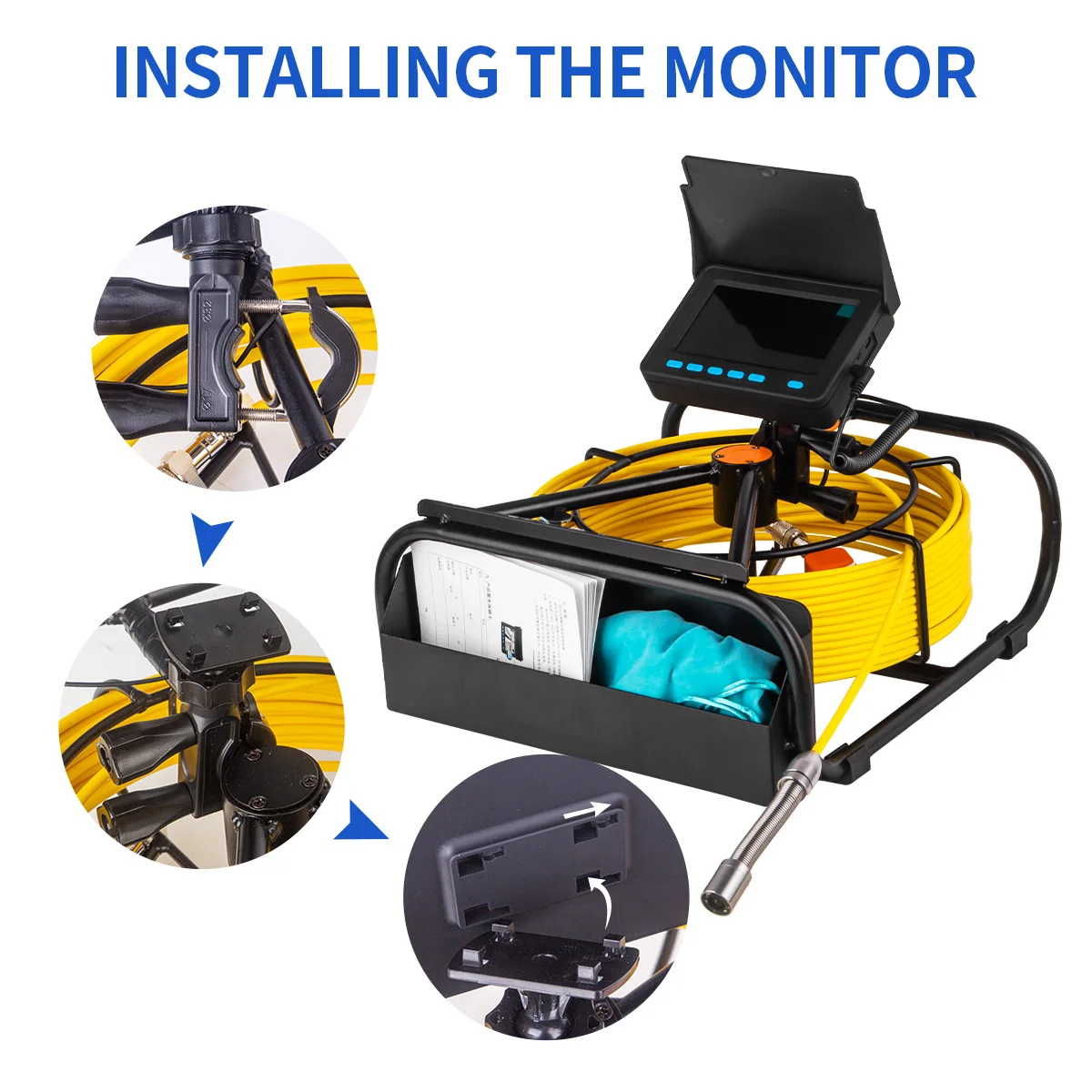 Sewer Pipe Inspection Camera DVR 16GB Video Recording,SYANSPAN Drain Industrial Endoscope Waterproof 8500MHA Battery 20/30/50M