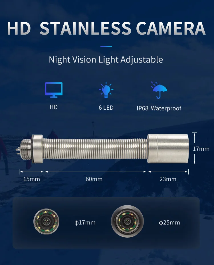 Sewer Pipe Inspection Camera DVR 16GB Video Recording,SYANSPAN Drain Industrial Endoscope Waterproof 8500MHA Battery 20/30/50M