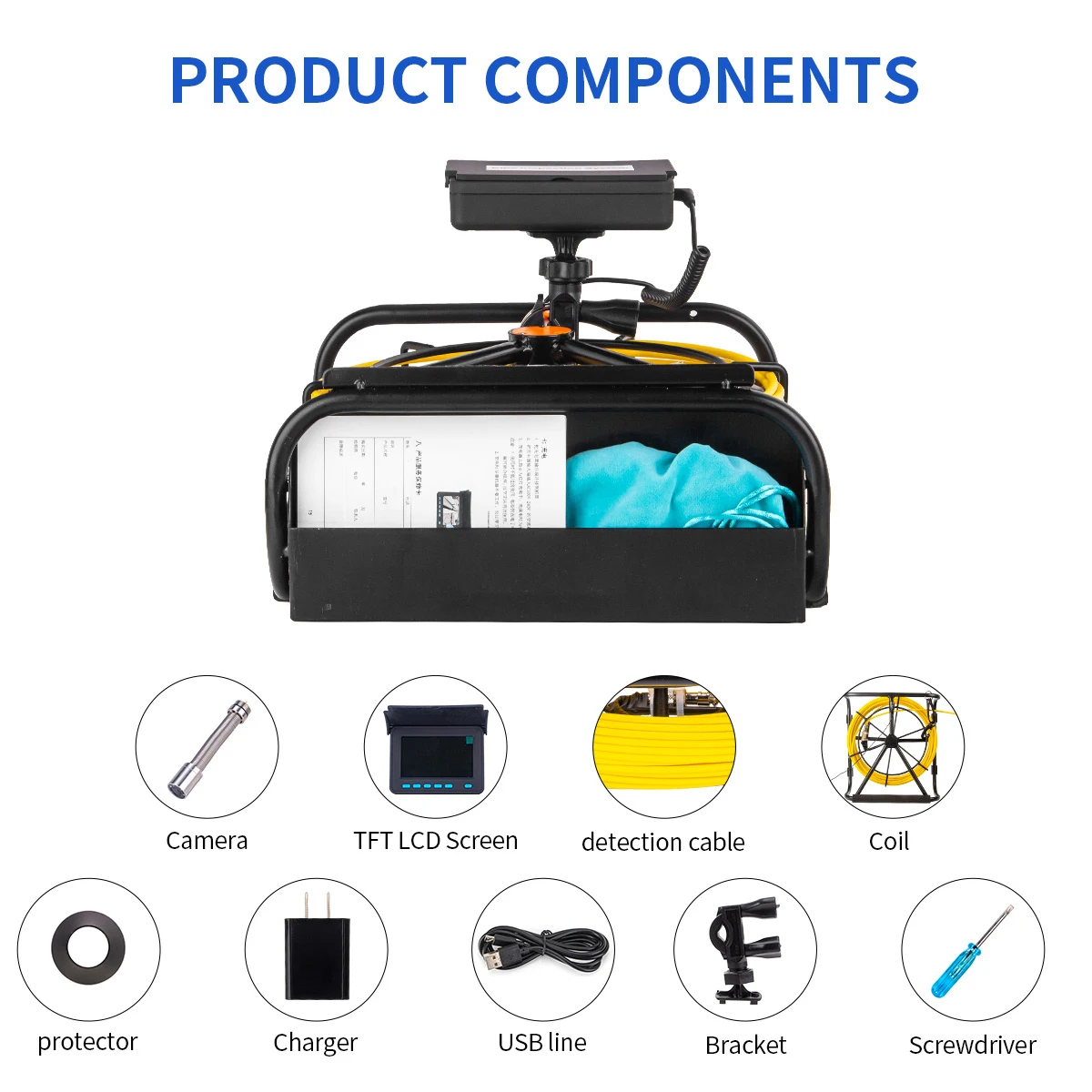 Sewer Pipe Inspection Camera DVR 16GB Video Recording,SYANSPAN Drain Industrial Endoscope Waterproof 8500MHA Battery 20/30/50M