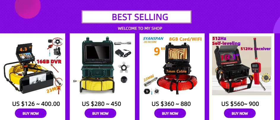 Sewer Pipe Inspection Camera DVR 16GB Video Recording,SYANSPAN Drain Industrial Endoscope Waterproof 8500MHA Battery 20/30/50M