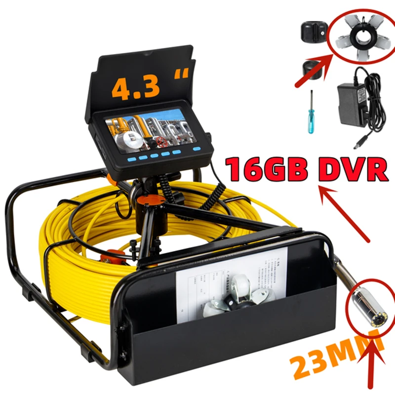 Sewer Pipe Inspection Camera DVR 16GB Video Recording,SYANSPAN Drain Industrial Endoscope Waterproof 8500MHA Battery 20/30/50M