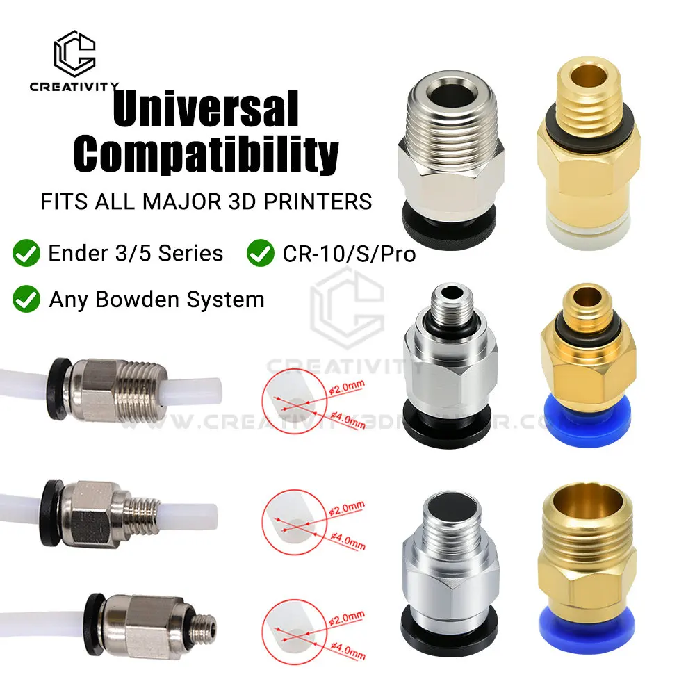 PC4-M6 PC4-M5 PC4-01 PC6-01 KJH04-M6 Pneumatic Connectors For PTFE Tube Coupler J-Head Fittings Ender 3 CR10 3D Printer