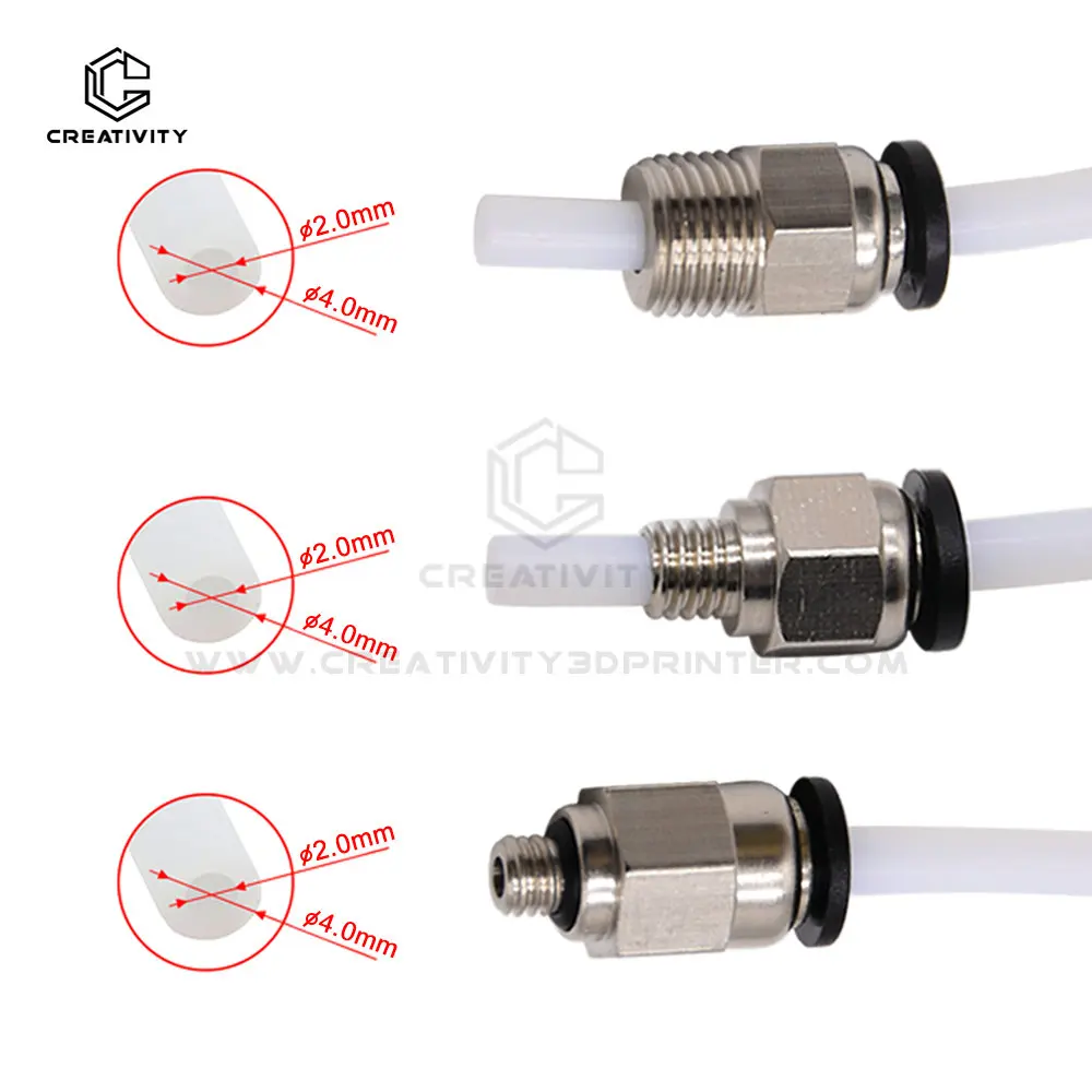 PC4-M6 PC4-M5 PC4-01 PC6-01 KJH04-M6 Pneumatic Connectors For PTFE Tube Coupler J-Head Fittings Ender 3 CR10 3D Printer