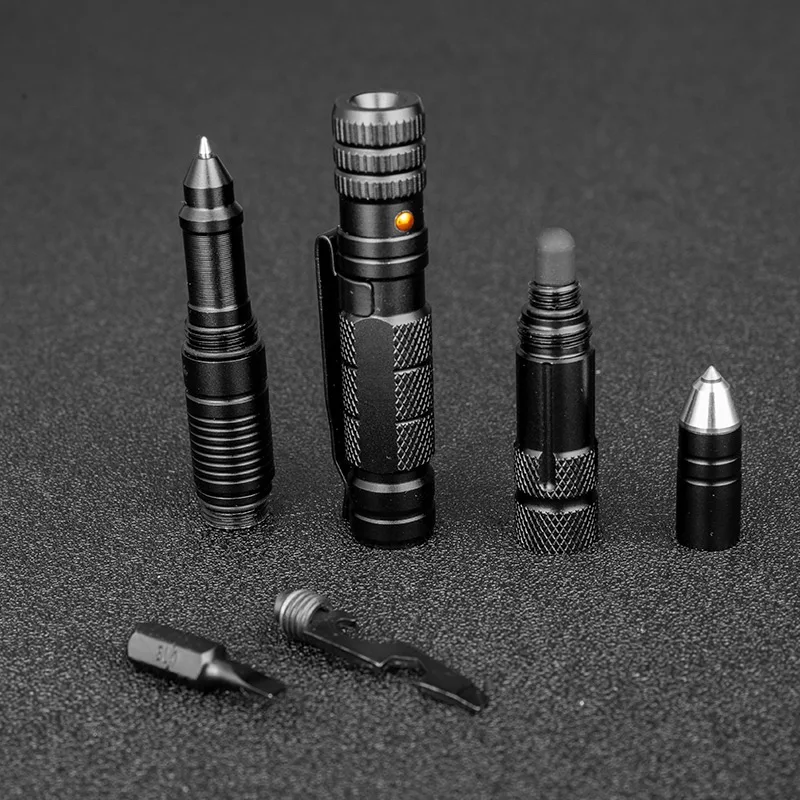 10-In-1 Self Defense Tactical Pen Emergency Flashlight Screwdriver Bottle Opener Window Breaker Outdoor Survival EDC Tool Gift