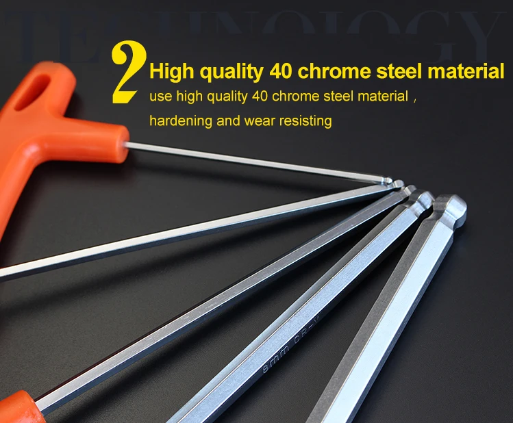 2/2.5/3/4/5/6/8/10mm Flat/Ball Head Hex Key Allen Wrench Hand Tool Universal Quick Snap Adapter Chrome Vanadium Steel Hexagona