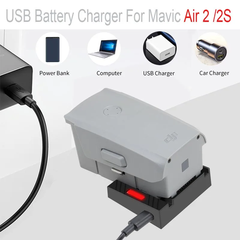 USB Battery Charger For Mavic Air 2 /2S Drone Fast Charger Battery USB Charging With TYPE C Cable Accessories