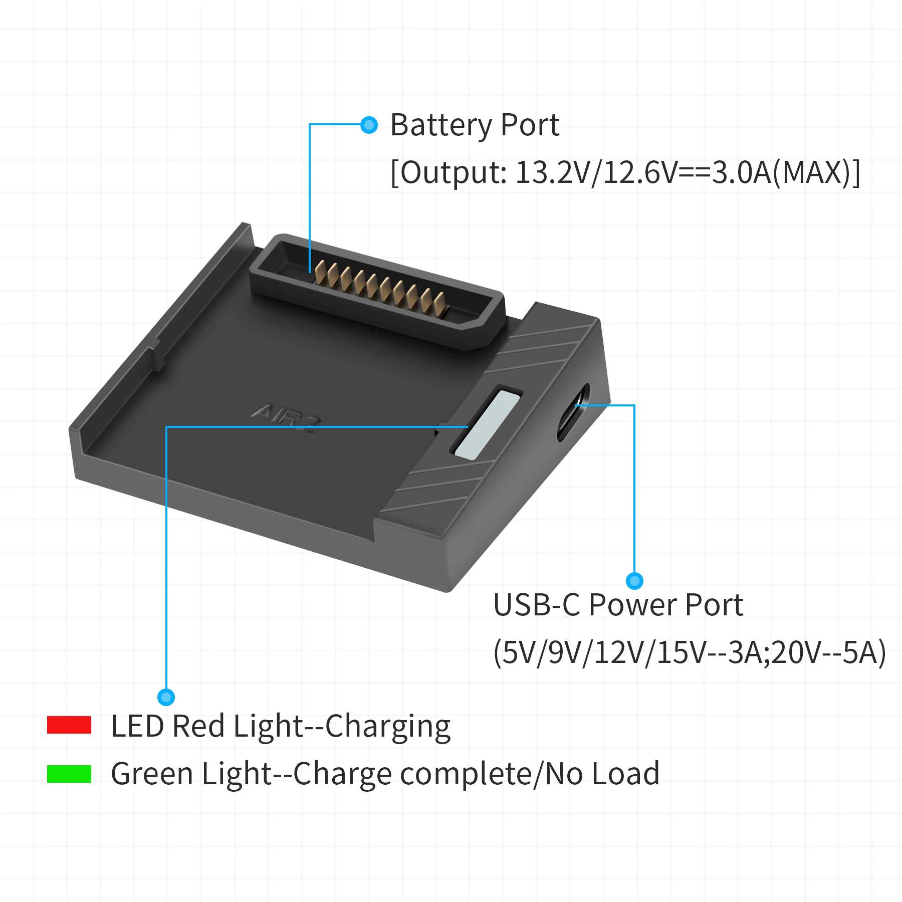 USB Battery Charger For Mavic Air 2 /2S Drone Fast Charger Battery USB Charging With TYPE C Cable Accessories
