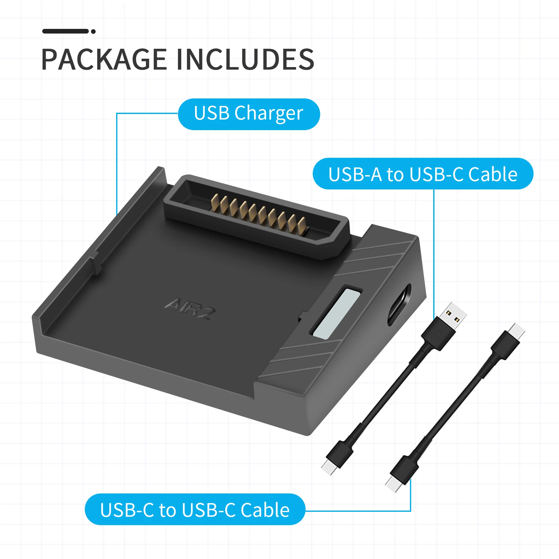 USB Battery Charger For Mavic Air 2 /2S Drone Fast Charger Battery USB Charging With TYPE C Cable Accessories