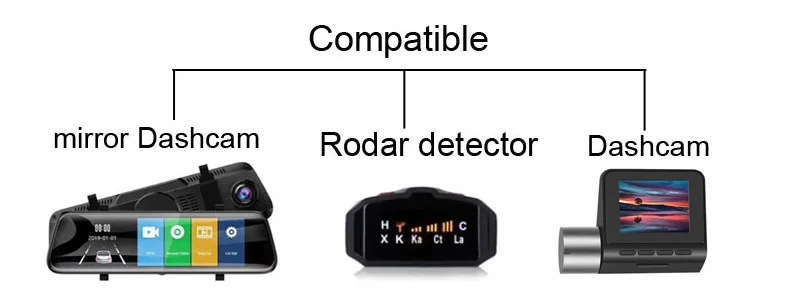 5V 2A Dash Cam Car Camcorder Vehicle DVR Hardwire Kit Cord Cable Power Cable With Mini Micro Type-C USB 3.1Meters Auto Charging