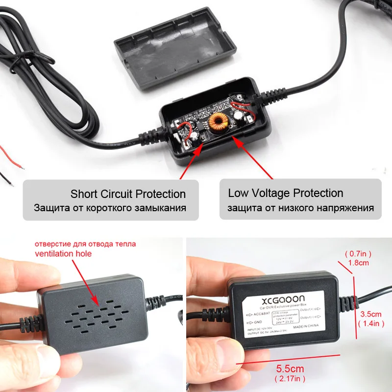 5V 2A Dash Cam Car Camcorder Vehicle DVR Hardwire Kit Cord Cable Power Cable With Mini Micro Type-C USB 3.1Meters Auto Charging