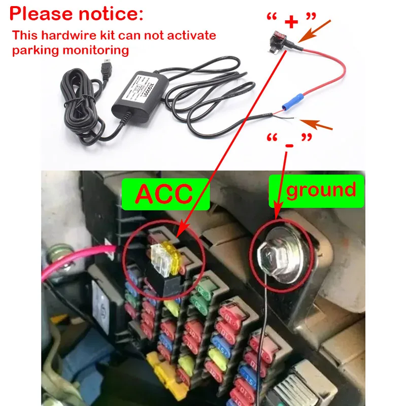 5V 2A Dash Cam Car Camcorder Vehicle DVR Hardwire Kit Cord Cable Power Cable With Mini Micro Type-C USB 3.1Meters Auto Charging