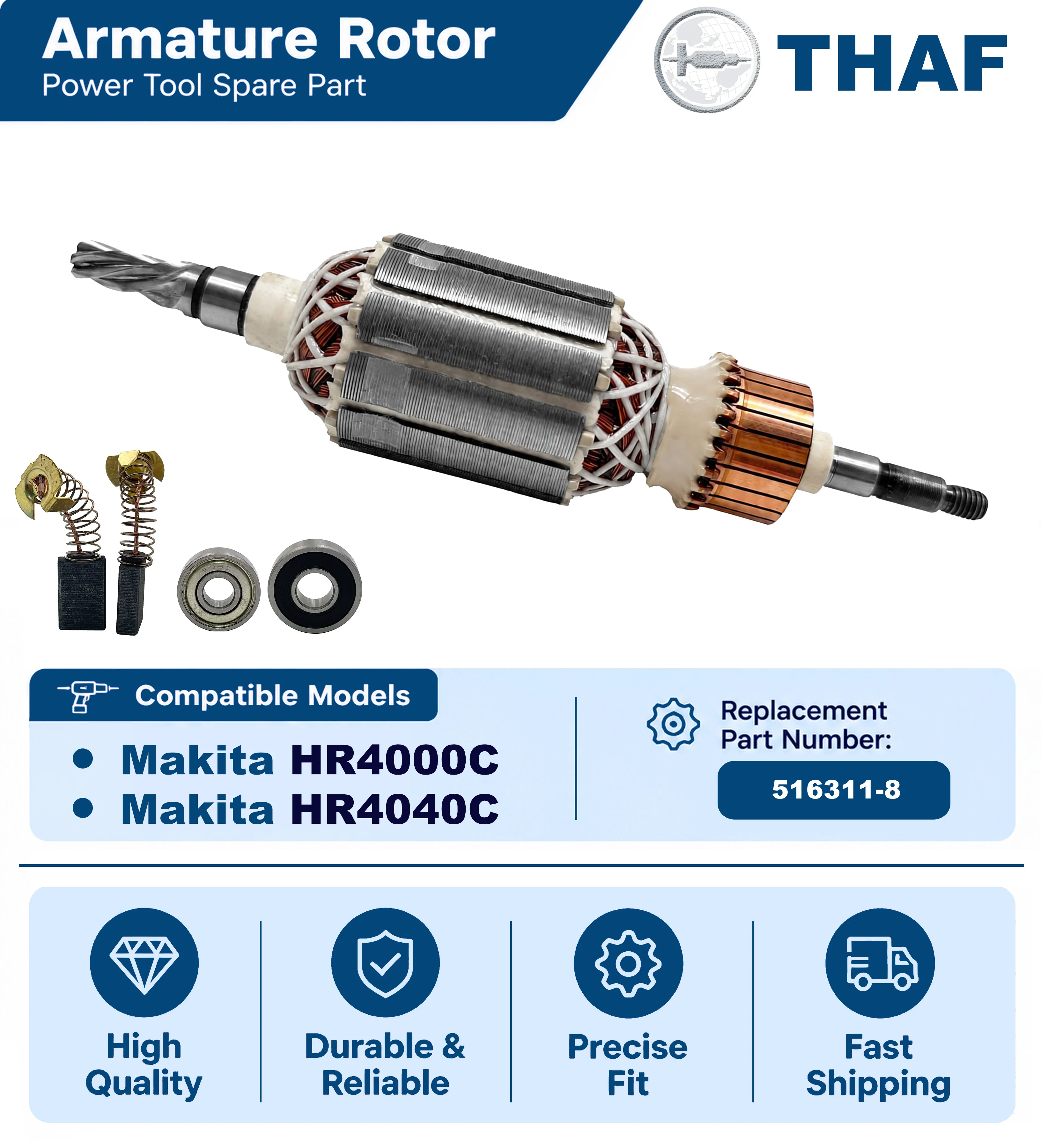 AC220V-240V HR4000C HR4040C Armature Rotor Anchor Motor Replacement Spare Parts For MAKITA Rotary Hammer