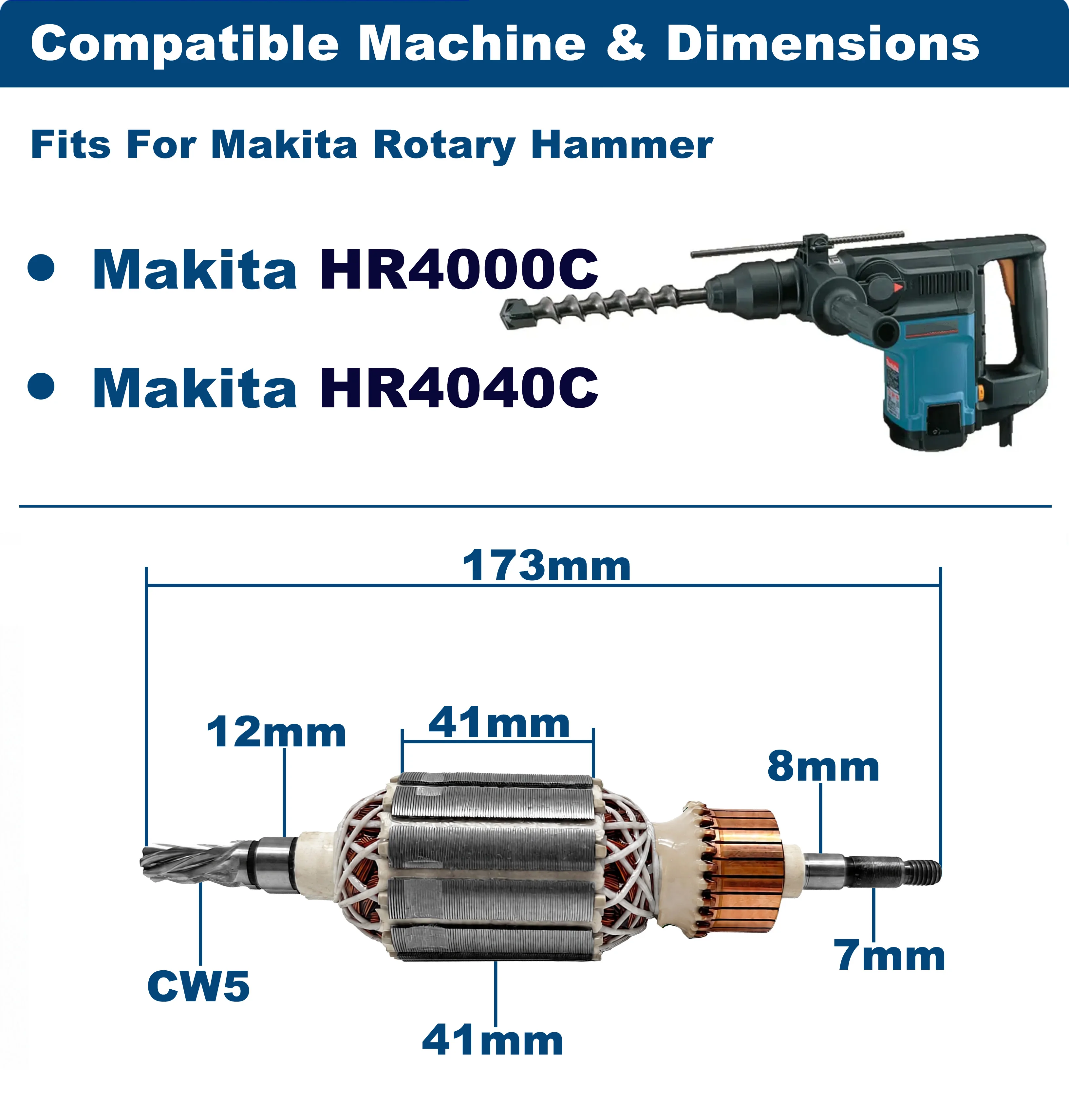 AC220V-240V HR4000C HR4040C Armature Rotor Anchor Motor Replacement Spare Parts For MAKITA Rotary Hammer