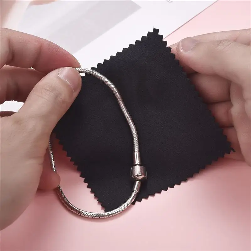 50/10 pcs 8x8cm Silver Polishing Cloth Jewelry Cleaning Anti Tarnish Reusable Soft Wiping Cloth Keep Jewelry Shining Tools