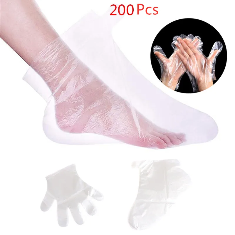 200PCS Paraffin Wax Bath Liners Plastic Hand And Foot Bags Spa Foot Hands Care Bags Plastic Socks Gloves