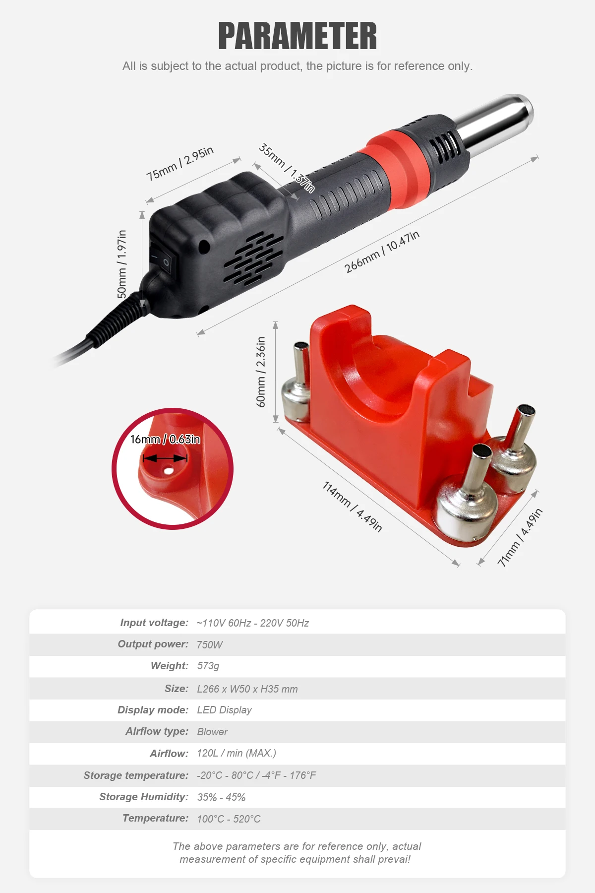 JCD 750W Micro Hot Air Gun 8208 Portable LCD Display Rework Station Heat Gun Hair Dryer Temperature Adjustable BGA Welding Tools