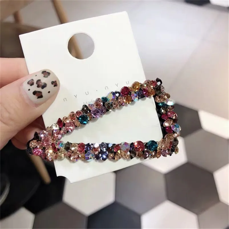 New Shiny Rhinestone Elegant Colour BB Hair Clips Women Girl Crystal Hairpin Headdress Fashion Barrettes Hair Accessories Gift
