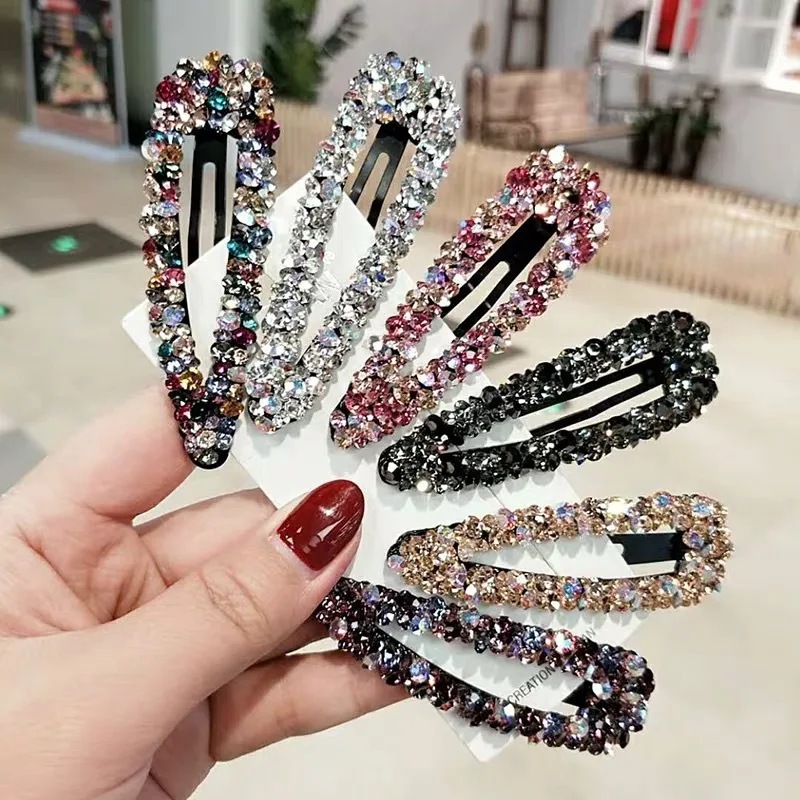 New Shiny Rhinestone Elegant Colour BB Hair Clips Women Girl Crystal Hairpin Headdress Fashion Barrettes Hair Accessories Gift