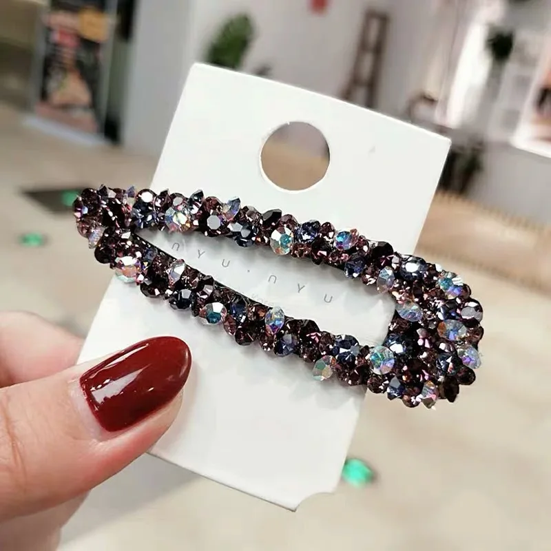 New Shiny Rhinestone Elegant Colour BB Hair Clips Women Girl Crystal Hairpin Headdress Fashion Barrettes Hair Accessories Gift