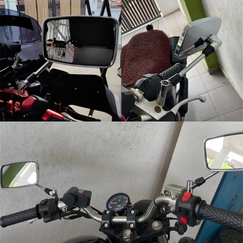 1 Pair Universal 10mm Handle Bar Motorcycle Rearview Motorbike Mirror Side Mirrors Accessories for Honda Suzuki Yamaha Kawasaki