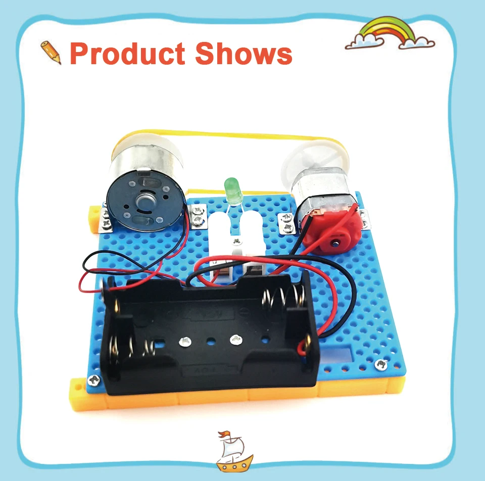 Mini Electric Generator Wheel Motor Model Energy conversion DIY STEM Toys For Kids LED Education Science Experiment Project Gift