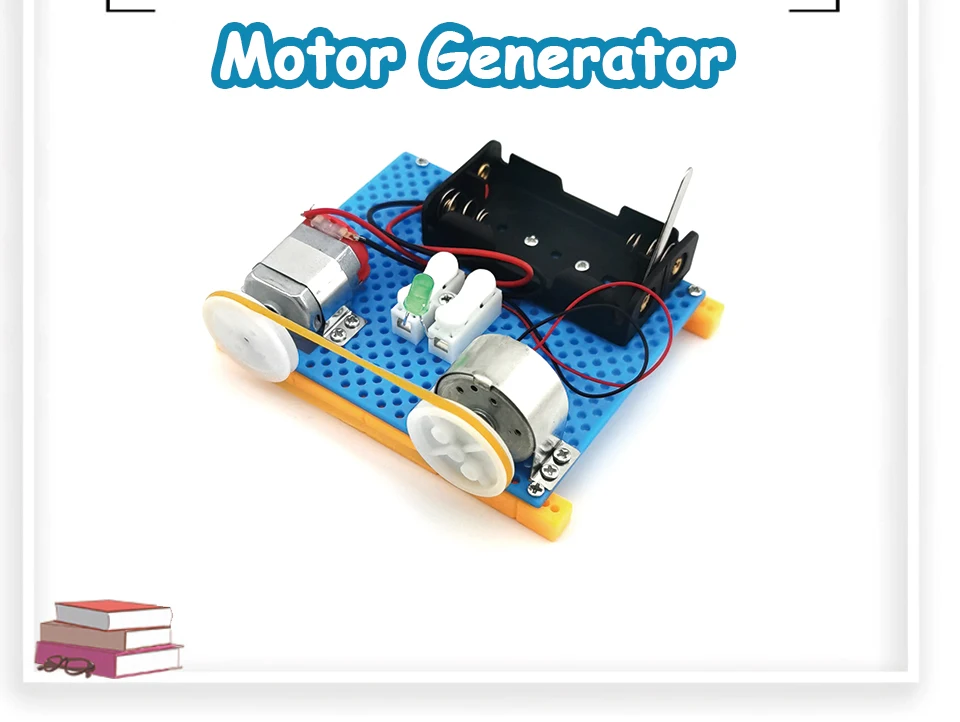 Mini Electric Generator Wheel Motor Model Energy conversion DIY STEM Toys For Kids LED Education Science Experiment Project Gift