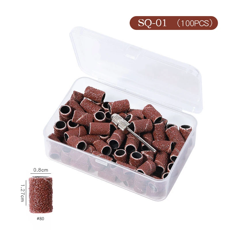 Nail Sanding Ring Bands 80/120/180/240 Grit Electric Manicure Drill Grinding Heads UV Gel Polish Removal Pedicure Abrasive Tools