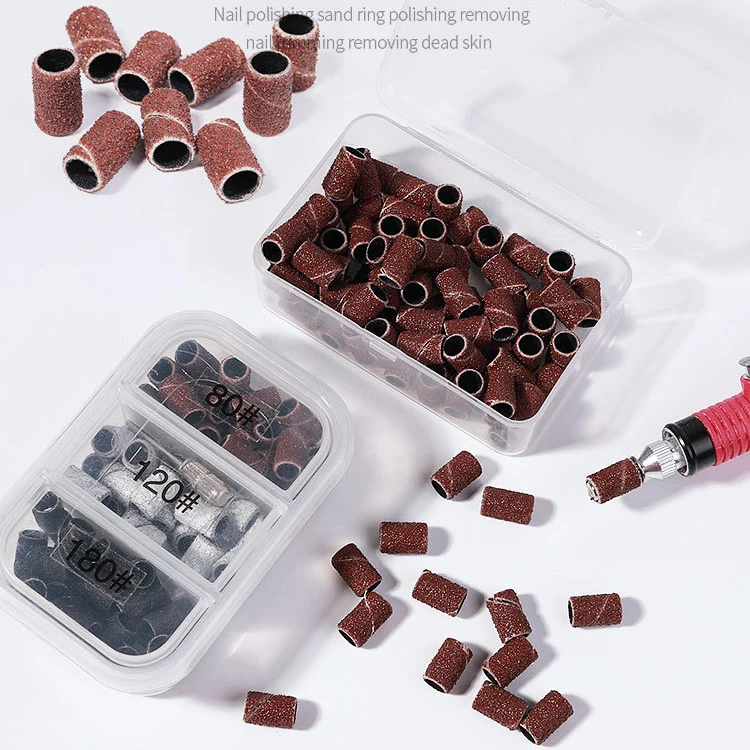 Nail Sanding Ring Bands 80/120/180/240 Grit Electric Manicure Drill Grinding Heads UV Gel Polish Removal Pedicure Abrasive Tools