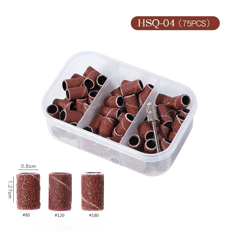 Nail Sanding Ring Bands 80/120/180/240 Grit Electric Manicure Drill Grinding Heads UV Gel Polish Removal Pedicure Abrasive Tools