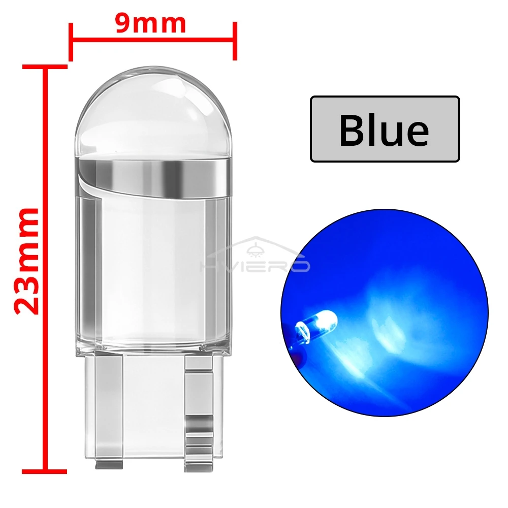 10Pcs Glass Cob LED Car Bulbs W5W 194 T10 Wedge License Plate Lamp Dome Light White Auto Interior Reading Running Parking Backup