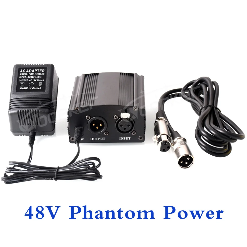 Woopker 48V Phantom Power Supply with XLR Cable for Condenser Microphone BM 800 858 Audio Recording Karaoke Sound Equipment
