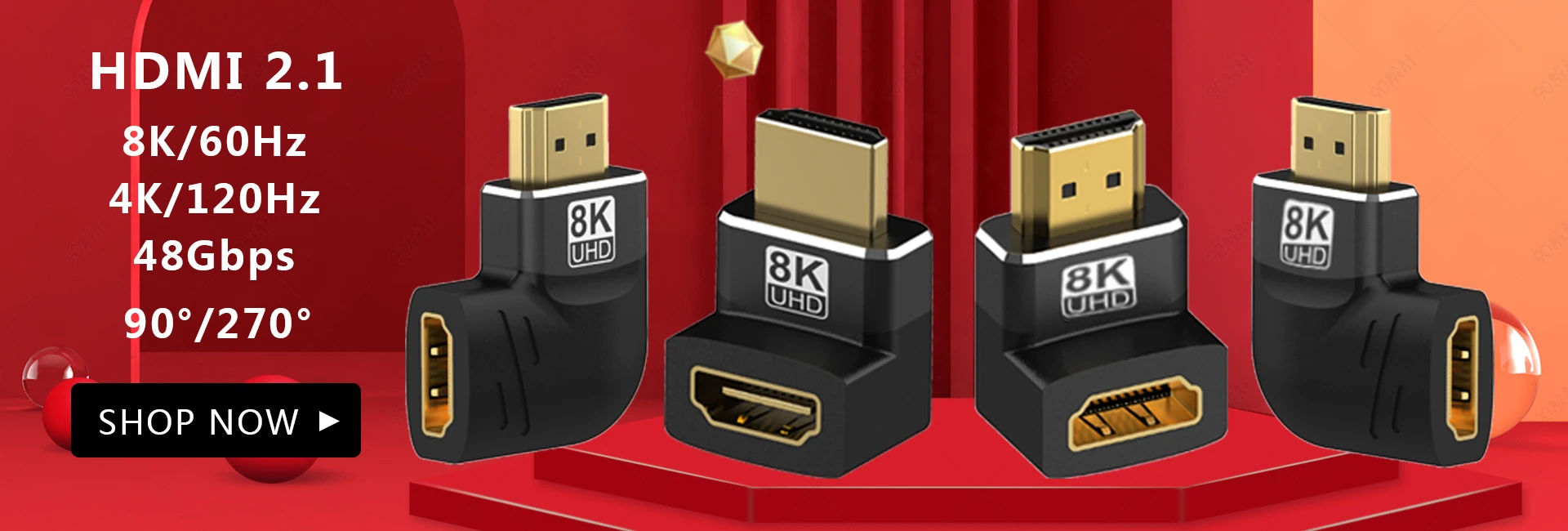 FDBRO 8K HDMI 2.1 Cable 4K@120Hz 8K@60Hz HDMI2.1 48Gbps Adapter for RTX 3080 EARC HDR10+ Video Cable PC Laptop TV Box PS5