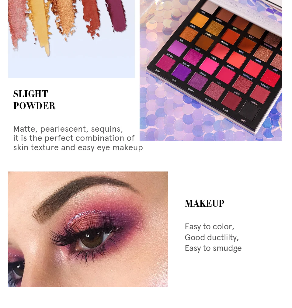 IMAGIC Eyeshadow Palette Matte Make Up Palette Highlight Blus Shimmer Pearlescent Waterproof Eye shadow Powder And Body Paint