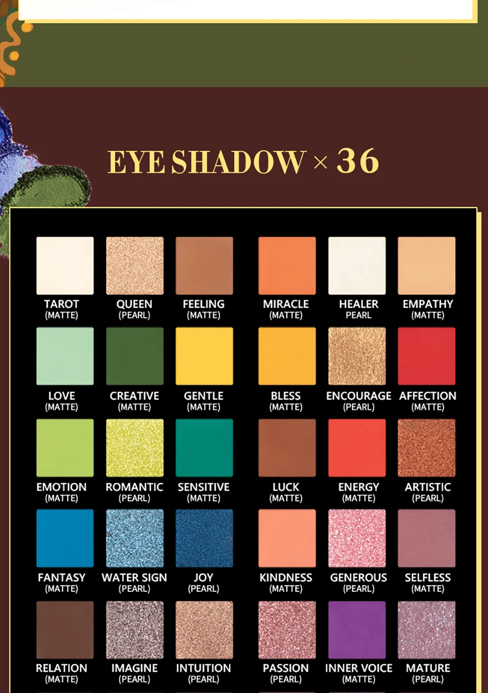 IMAGIC Eyeshadow Palette Matte Make Up Palette Highlight Blus Shimmer Pearlescent Waterproof Eye shadow Powder And Body Paint