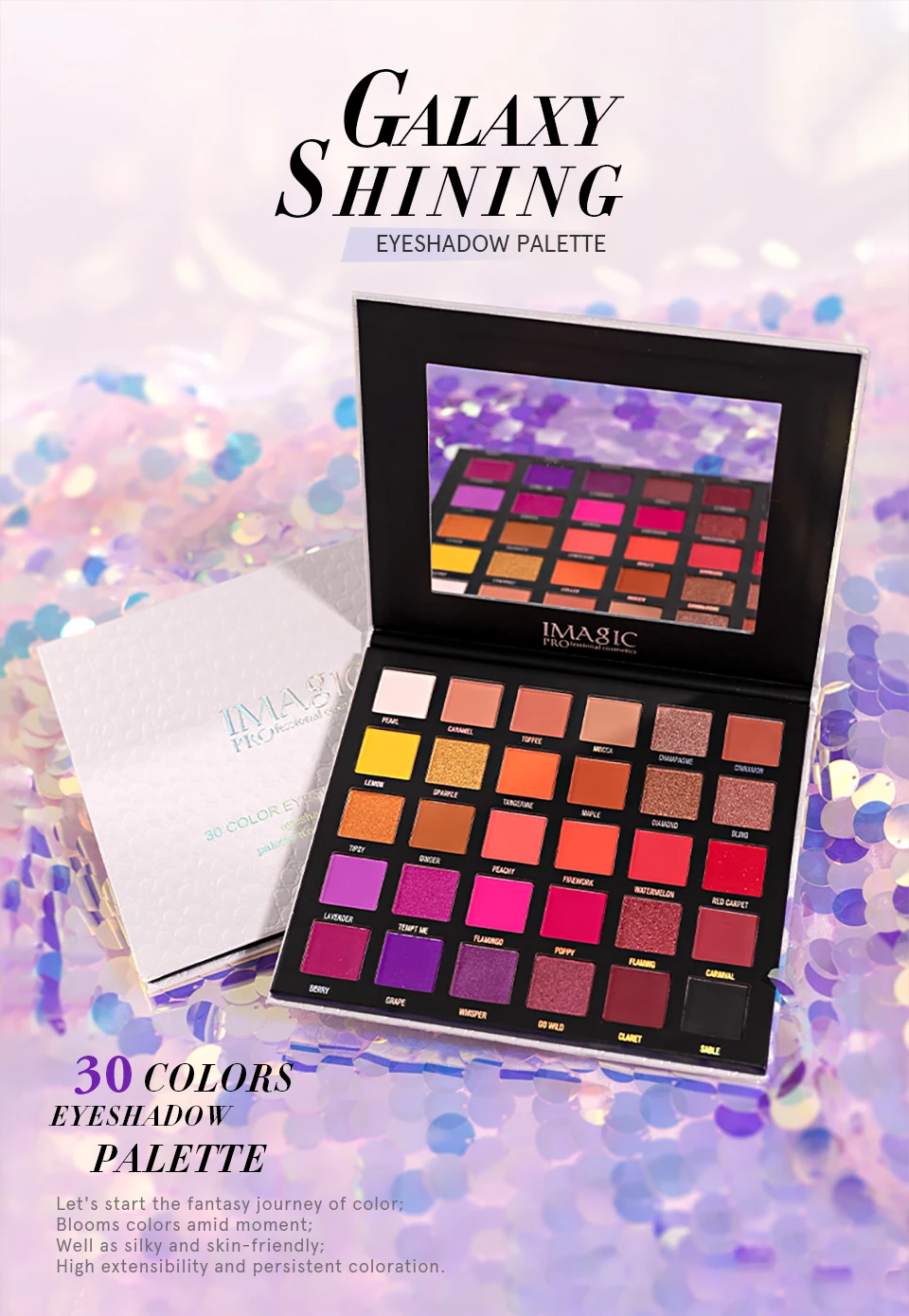 IMAGIC Eyeshadow Palette Matte Make Up Palette Highlight Blus Shimmer Pearlescent Waterproof Eye shadow Powder And Body Paint