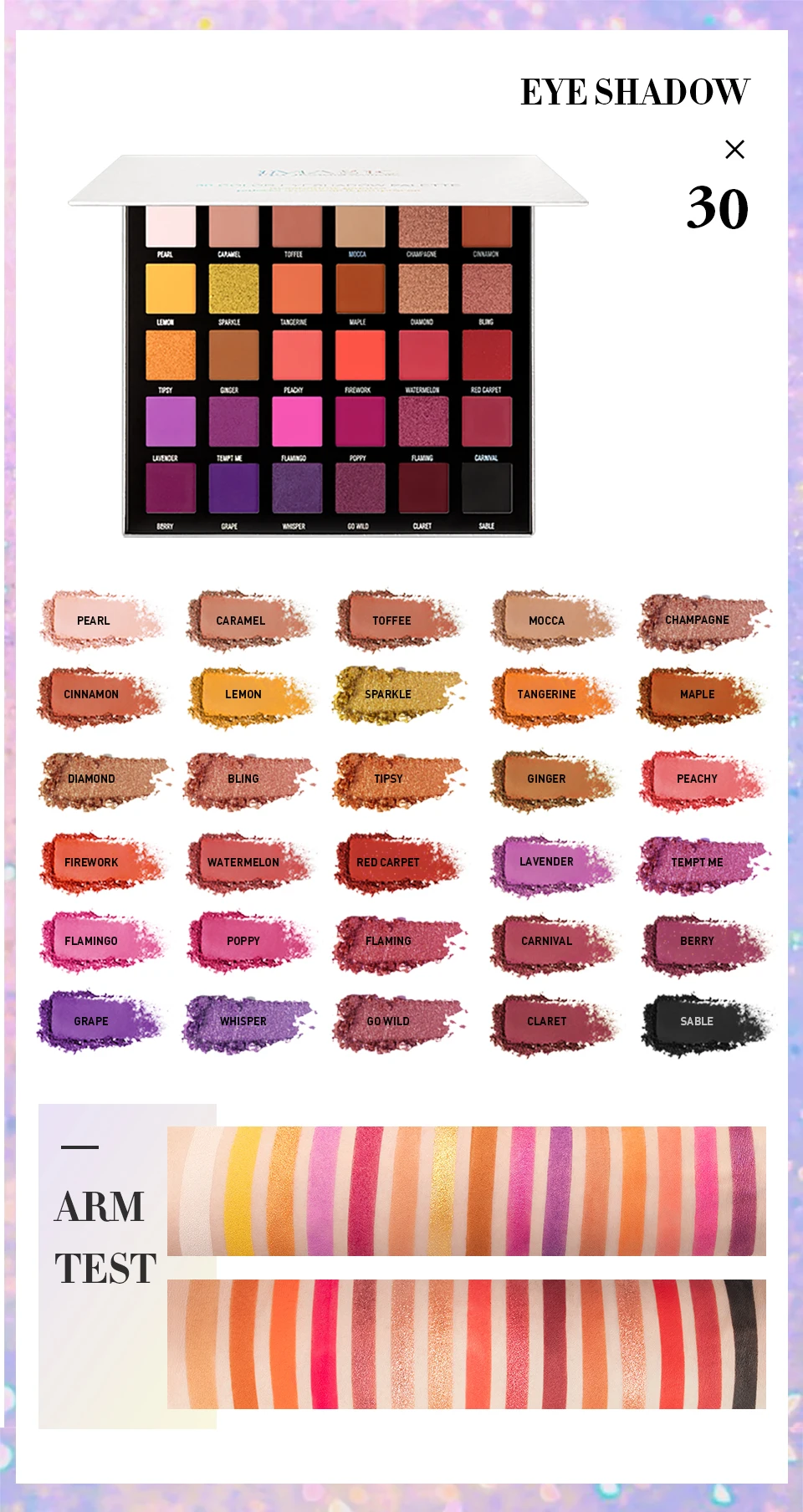IMAGIC Eyeshadow Palette Matte Make Up Palette Highlight Blus Shimmer Pearlescent Waterproof Eye shadow Powder And Body Paint