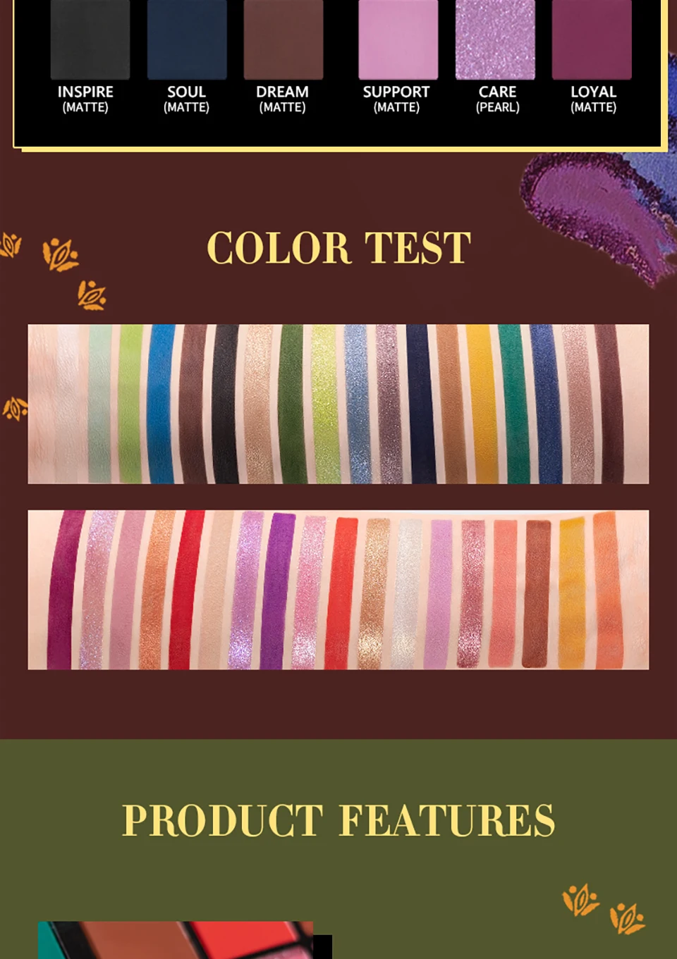 IMAGIC Eyeshadow Palette Matte Make Up Palette Highlight Blus Shimmer Pearlescent Waterproof Eye shadow Powder And Body Paint