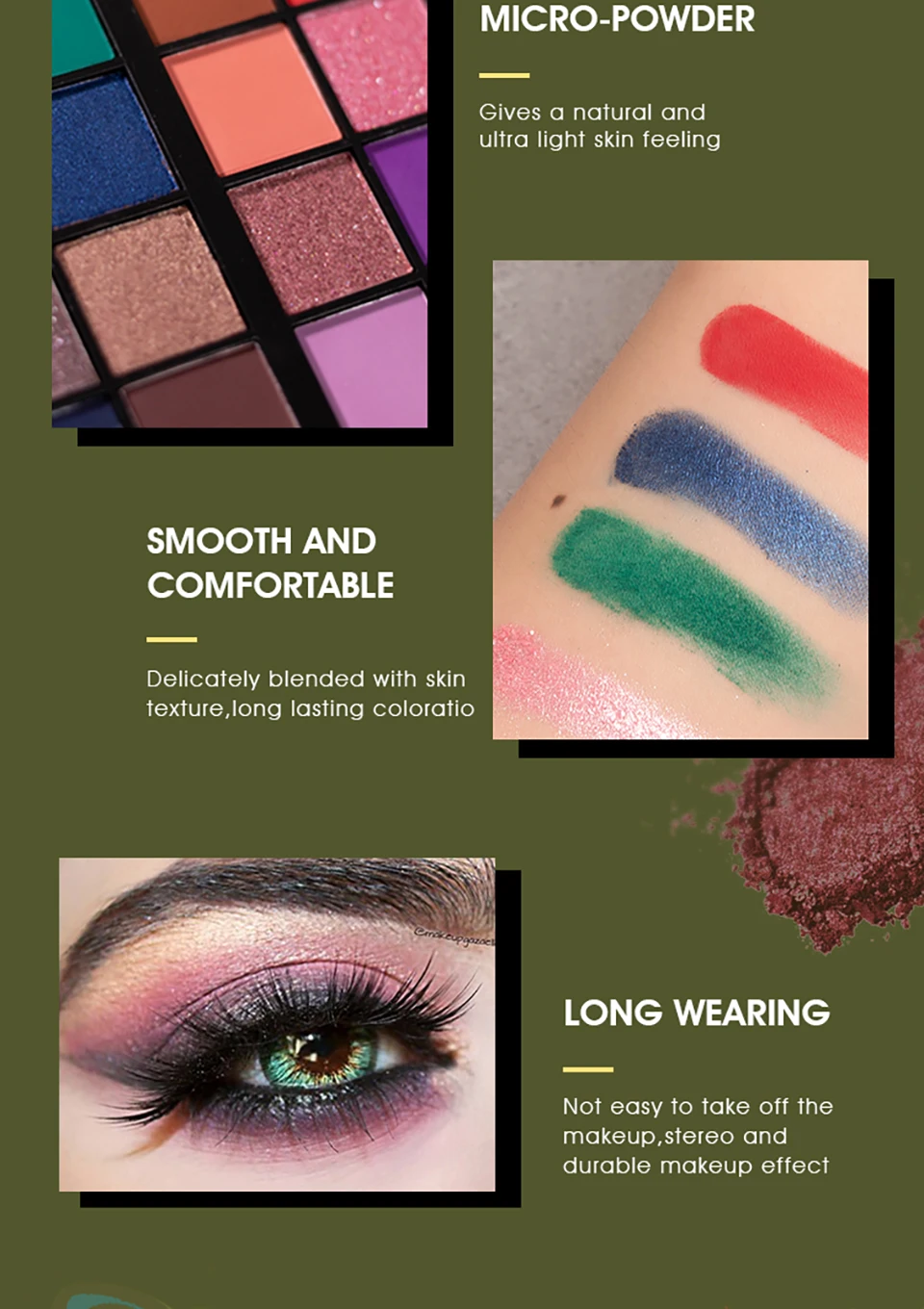 IMAGIC Eyeshadow Palette Matte Make Up Palette Highlight Blus Shimmer Pearlescent Waterproof Eye shadow Powder And Body Paint