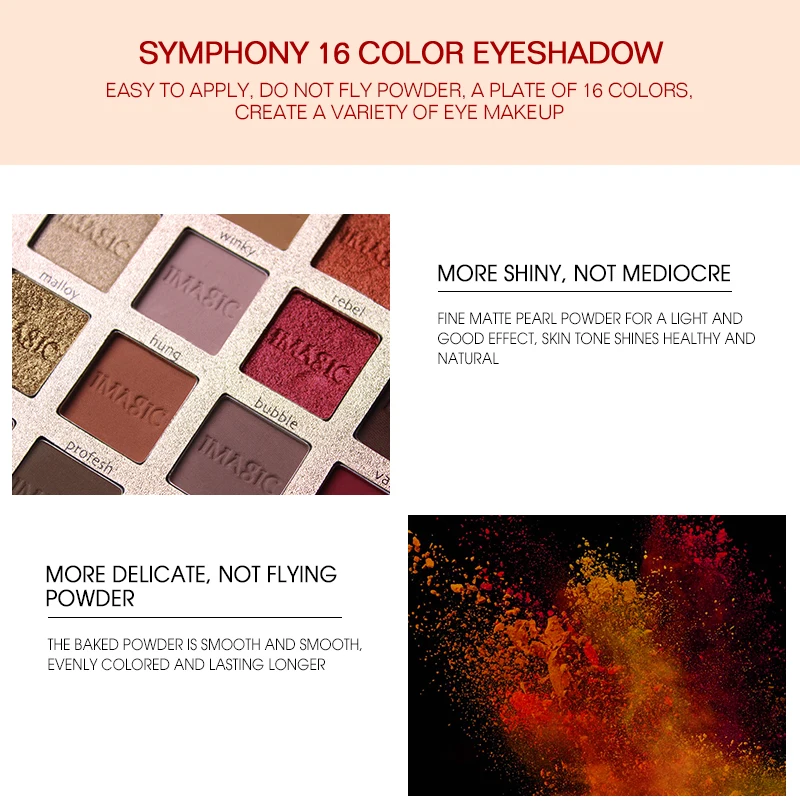 IMAGIC Eyeshadow Palette Matte Make Up Palette Highlight Blus Shimmer Pearlescent Waterproof Eye shadow Powder And Body Paint
