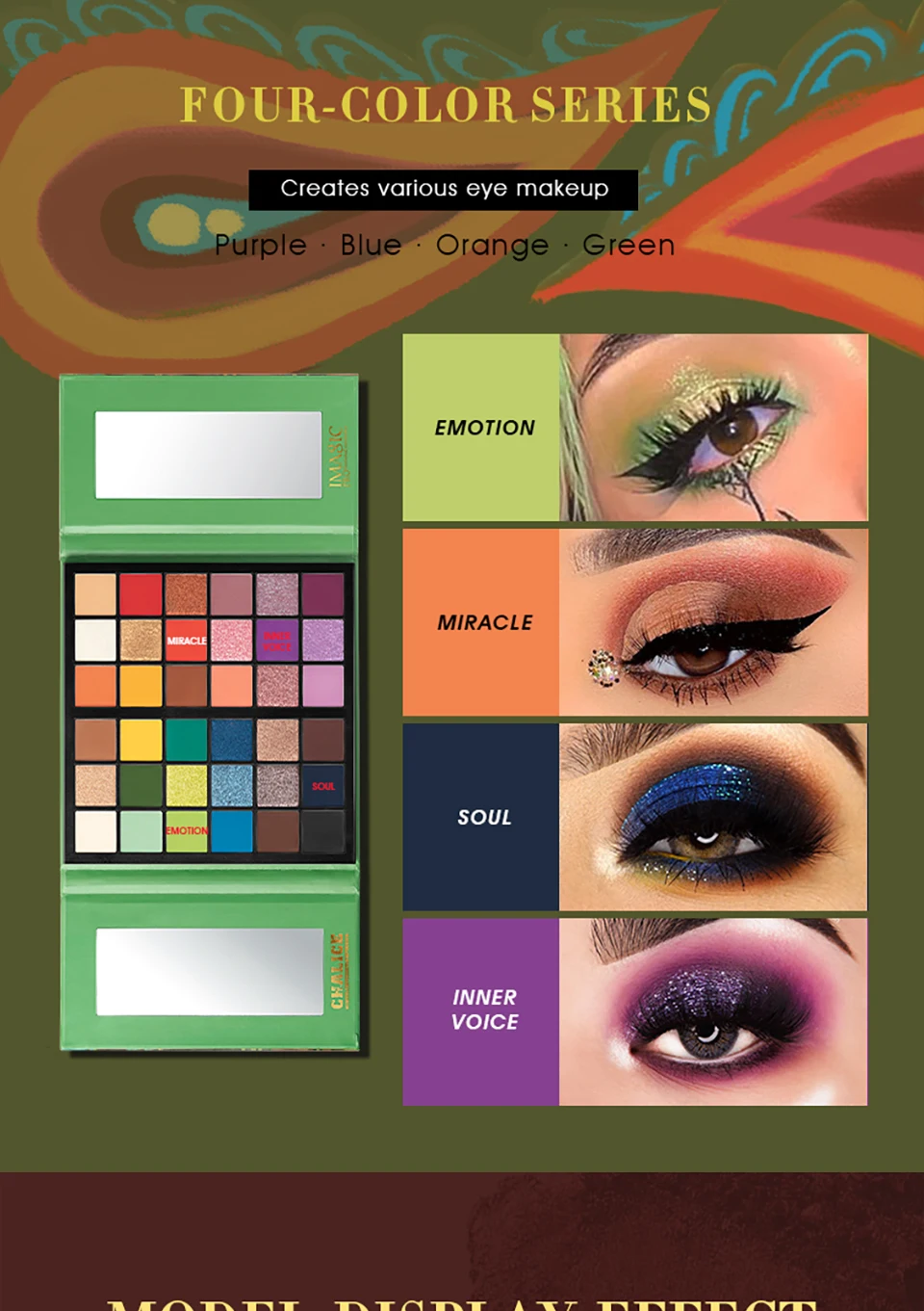 IMAGIC Eyeshadow Palette Matte Make Up Palette Highlight Blus Shimmer Pearlescent Waterproof Eye shadow Powder And Body Paint
