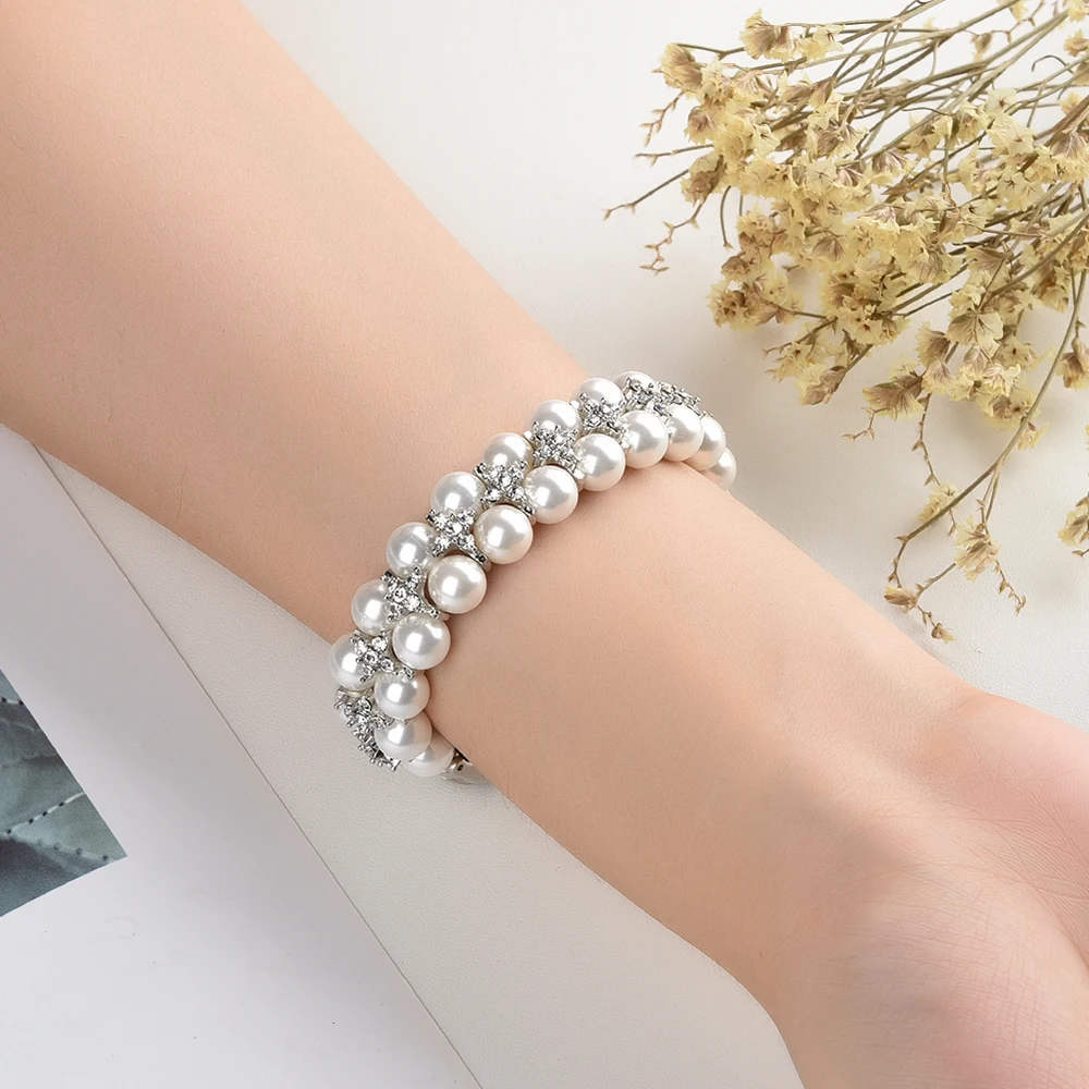 Girl Bracelet for Xiaomi Mi Band 10 8 6 7 5 Bands Wristband Elastic Strap for Mi Band 5 Jewelry Pearl Dressy Band Bling