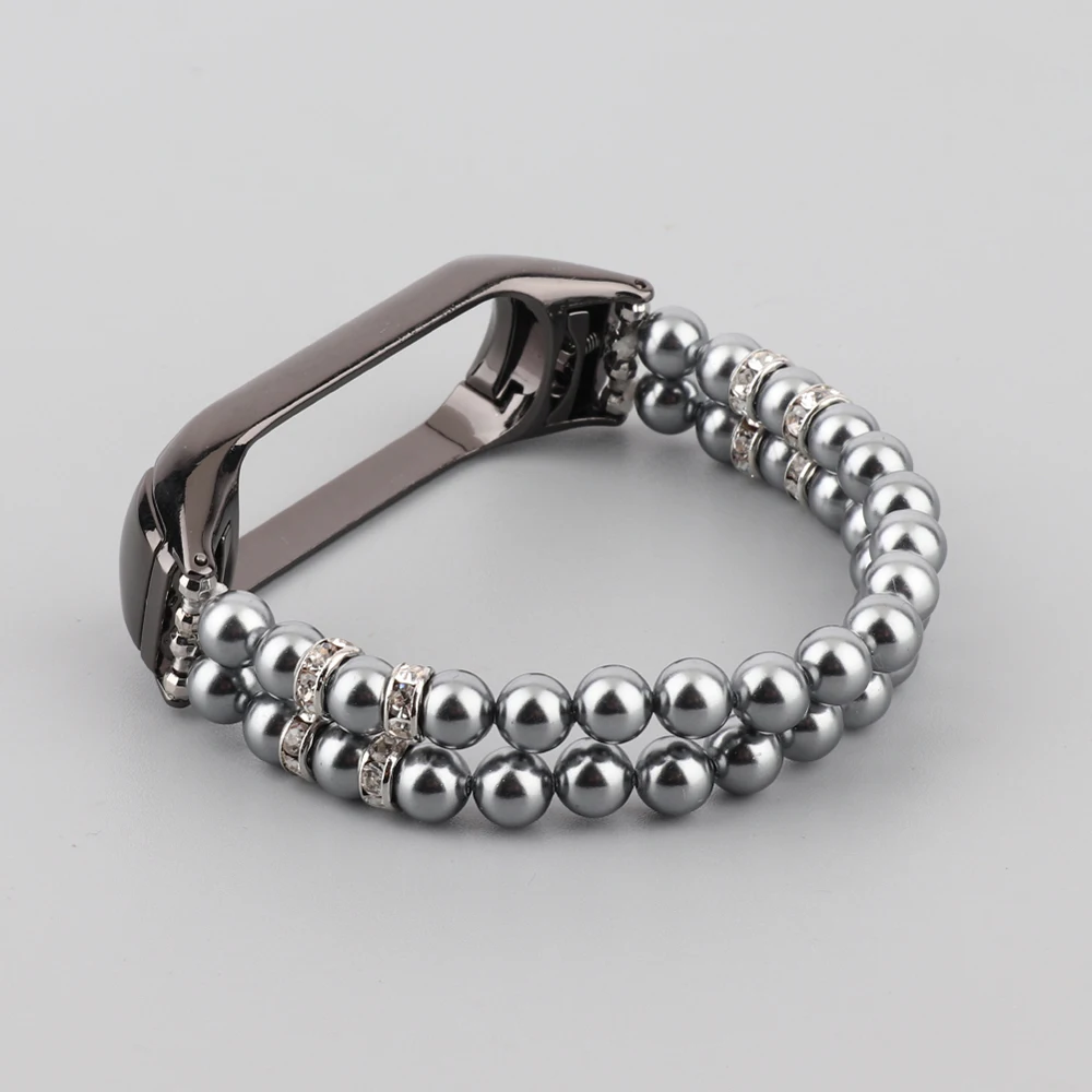 Girl Bracelet for Xiaomi Mi Band 10 8 6 7 5 Bands Wristband Elastic Strap for Mi Band 5 Jewelry Pearl Dressy Band Bling