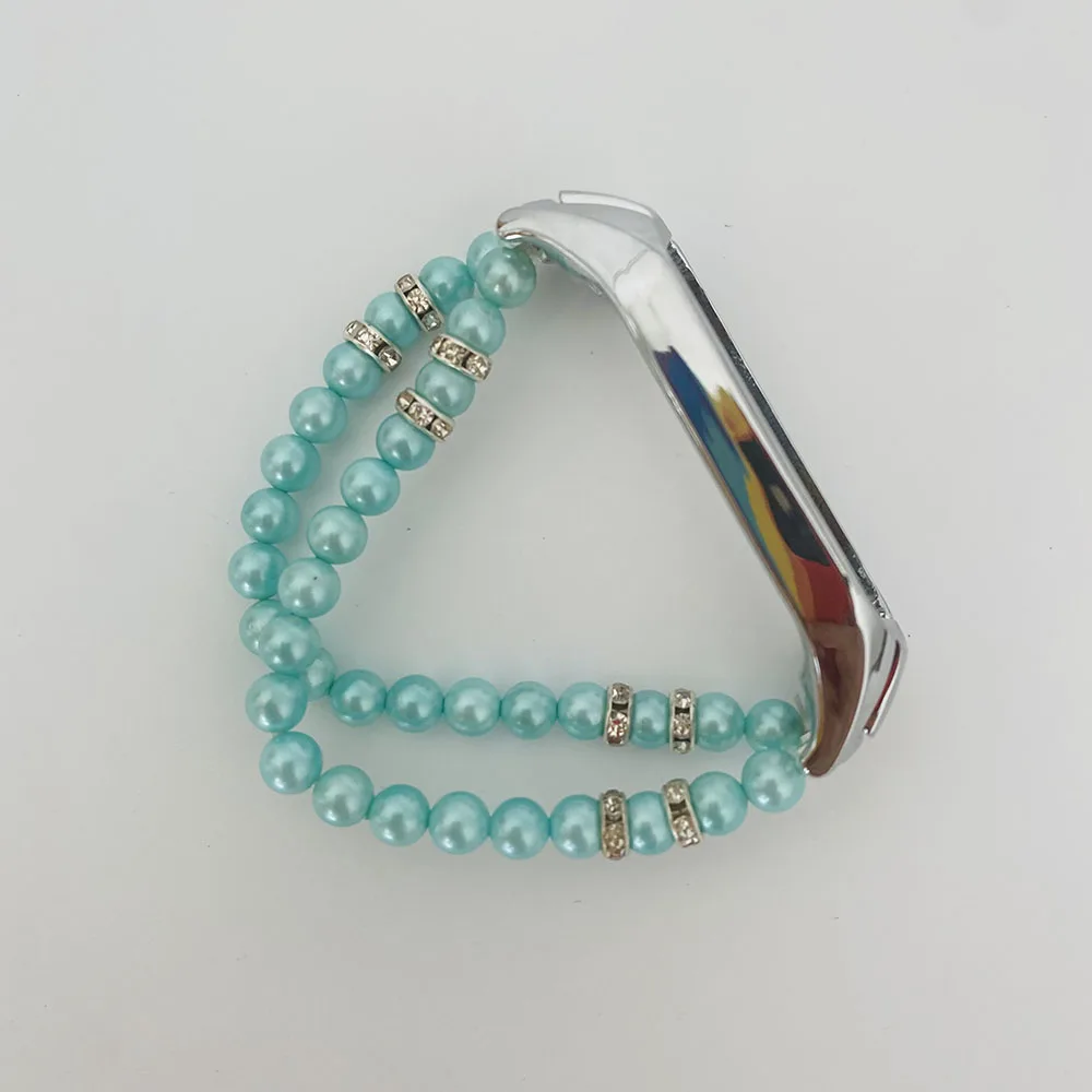 Girl Bracelet for Xiaomi Mi Band 10 8 6 7 5 Bands Wristband Elastic Strap for Mi Band 5 Jewelry Pearl Dressy Band Bling